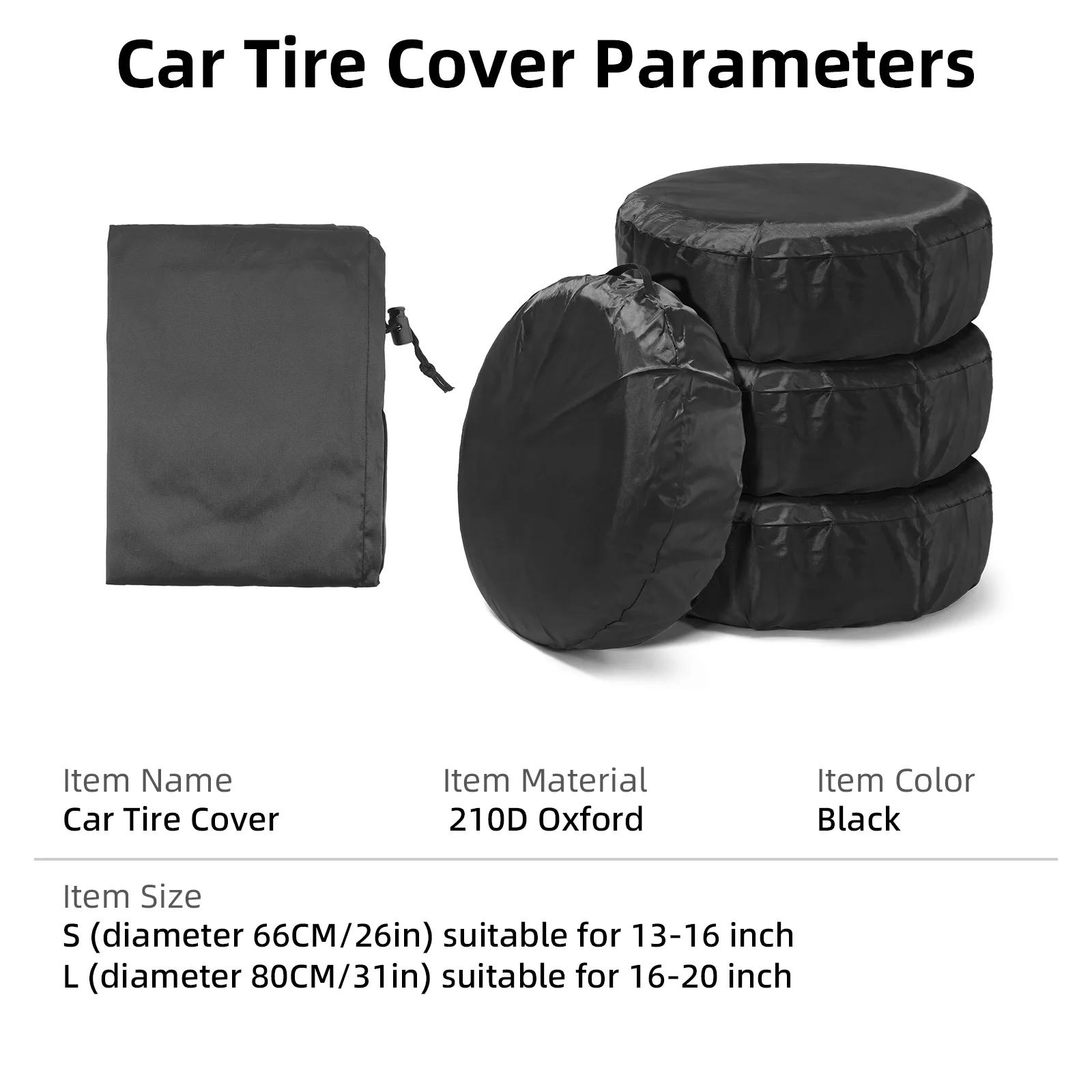 1/2/4 Stück Auto-Reifenabdeckung, Ersatzreifen-Abdeckung, Aufbewahrungstaschen aus Polyester, Fahrzeugrad-Reifenschutz, staubdichter Schutz – Detail 7