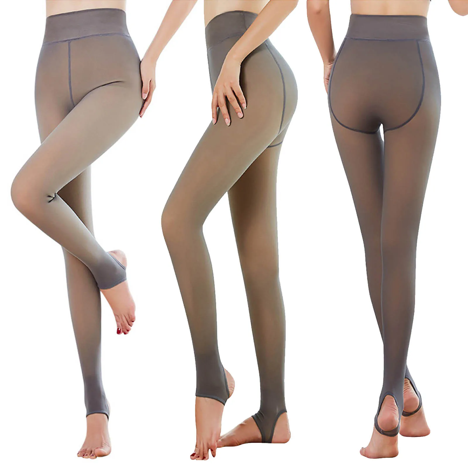 

Women Thermal Leggings Autumn Winter Warm Ladies Fleece Pantyhose Skin Tights Fake Elastic Thin/Thick Through Socks Tight Pants