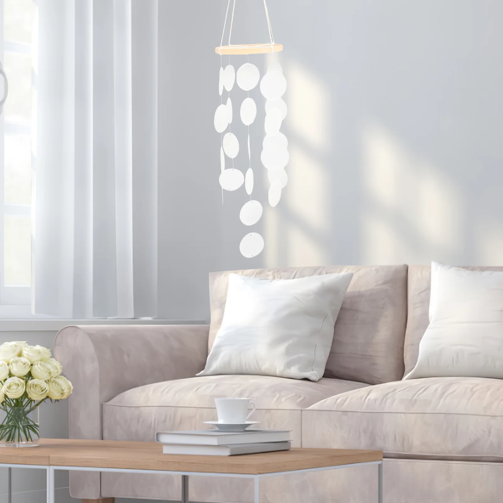 Shell Wind Chime Hanging Decor for Garden Patio Living Room Decorative Wind Bell Home Hanging Decor Housewarming Gift