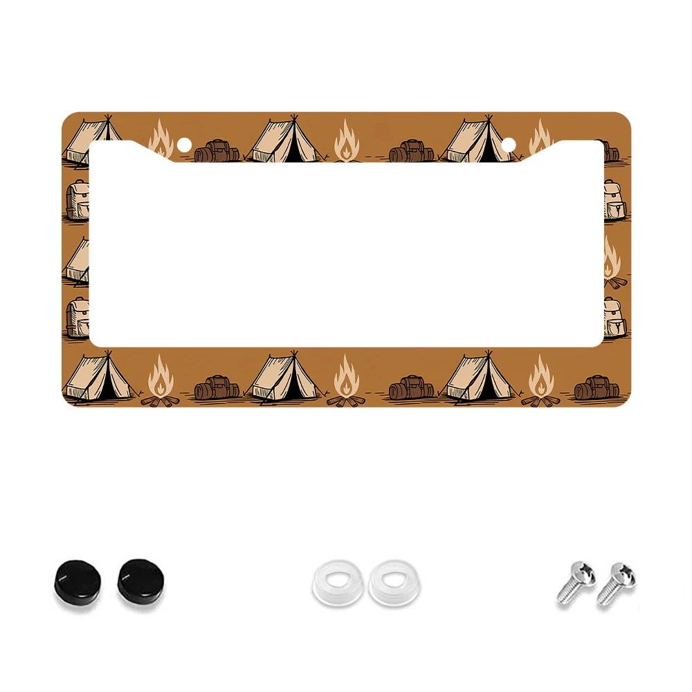

1 шт., коричневая палатка в стиле ретро с 2 отверстиями, рамка номерного знака, алюминиевый материал, 6x12 дюймов с винтом, украшение автомобиля, идея подарка