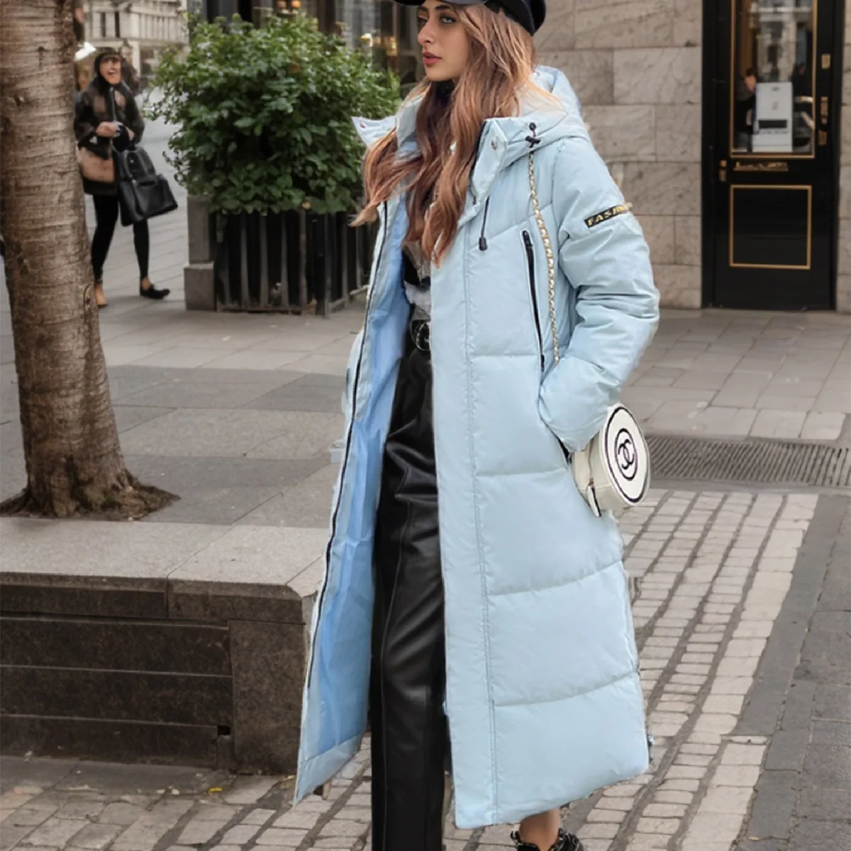 Women Parkas Full Sleeved Hooded Thick Solid Long Coats Zippers Pockets Streetwear Straight Winter 2024 Warm Outerwear