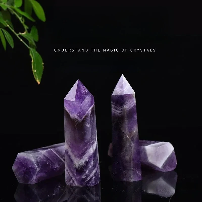 Factory Direct Supply Natural Dream Purple Crystal Column Single Pointed Six-edge Crystal Column Original Stone Polishing Crafts