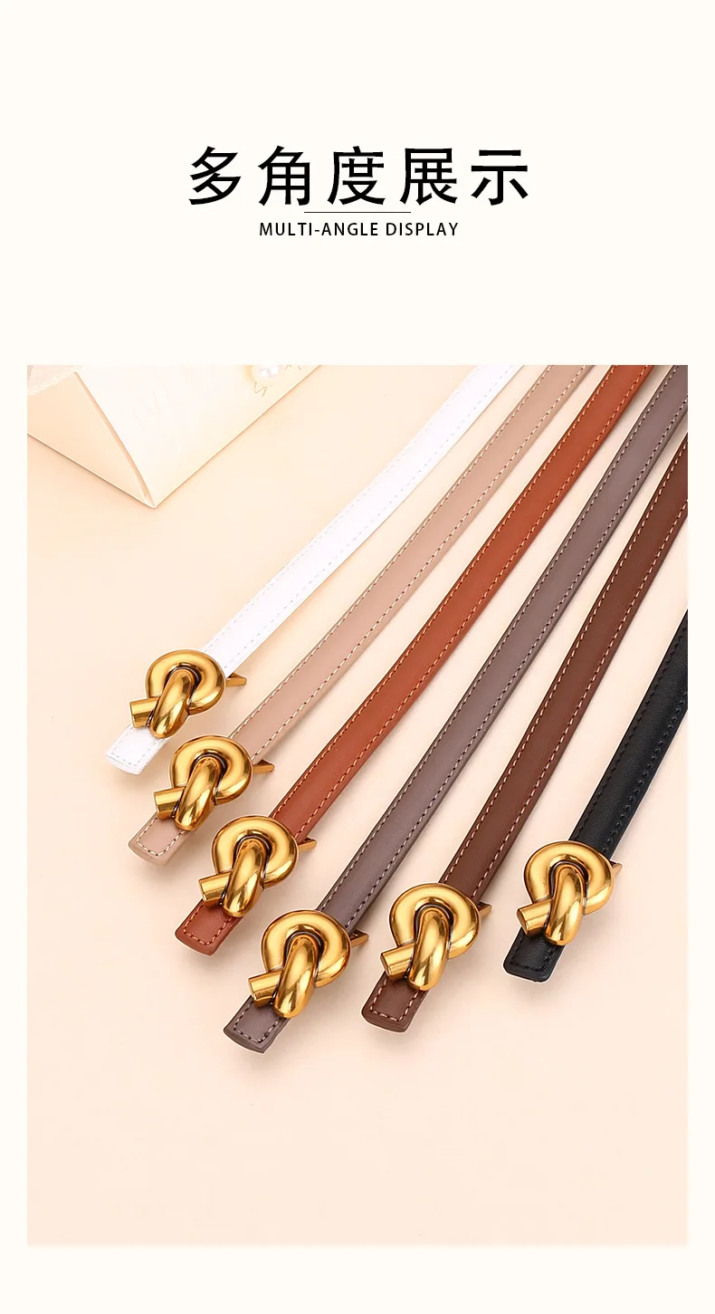 Neuer Damen-Ledergürtel; Modischer, schlichter Rindsledergürtel; Vielseitiger High-End-Gürtel; Dünner Taillengürtel für Frauen – Detail 11
