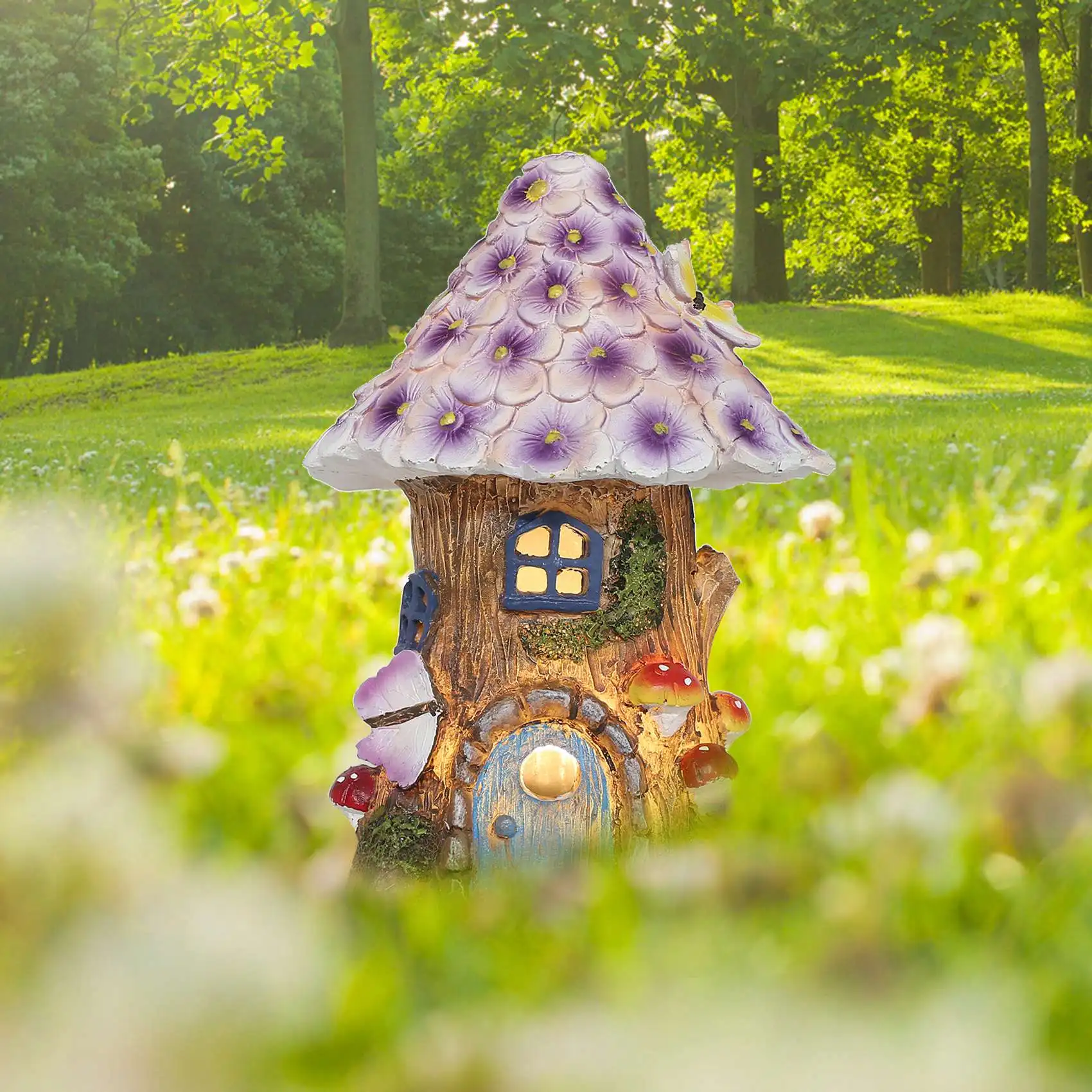 

AB46-Садовый домик-феерия на солнечных батареях, садовые статуэтки, скульптуры, миниатюрные фигурки, декор для деревянного домика на дереве, украшения для газона и двора