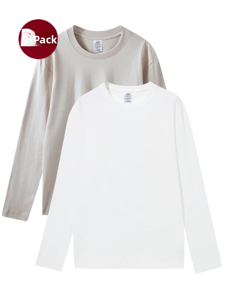 ชุดชั้นในผู้หญิงผ้าฝ้ายแท้ แขนยาว คอกลม แบบเสื้อยืด 2 ชิ้น สีขาว ไม่บาง ใส่สบาย ระบายอากาศได้ดี