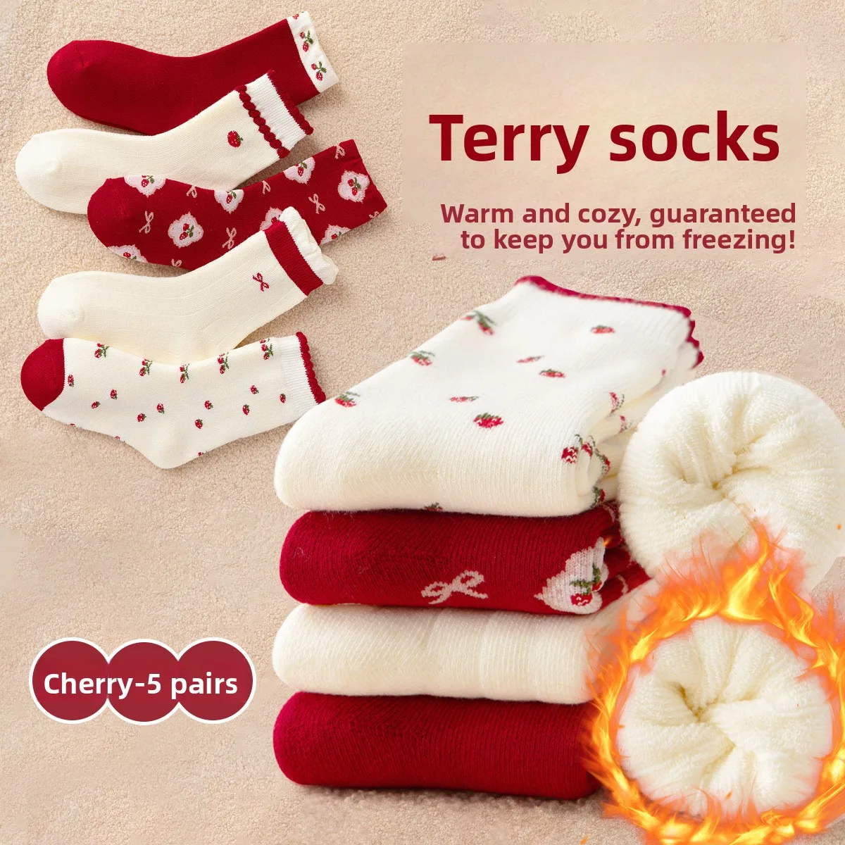 

5 Pairs 2025 Winter Kids Socks Thick Warm Terry Crew Socks Boys Girls Cotton Socks for Baby