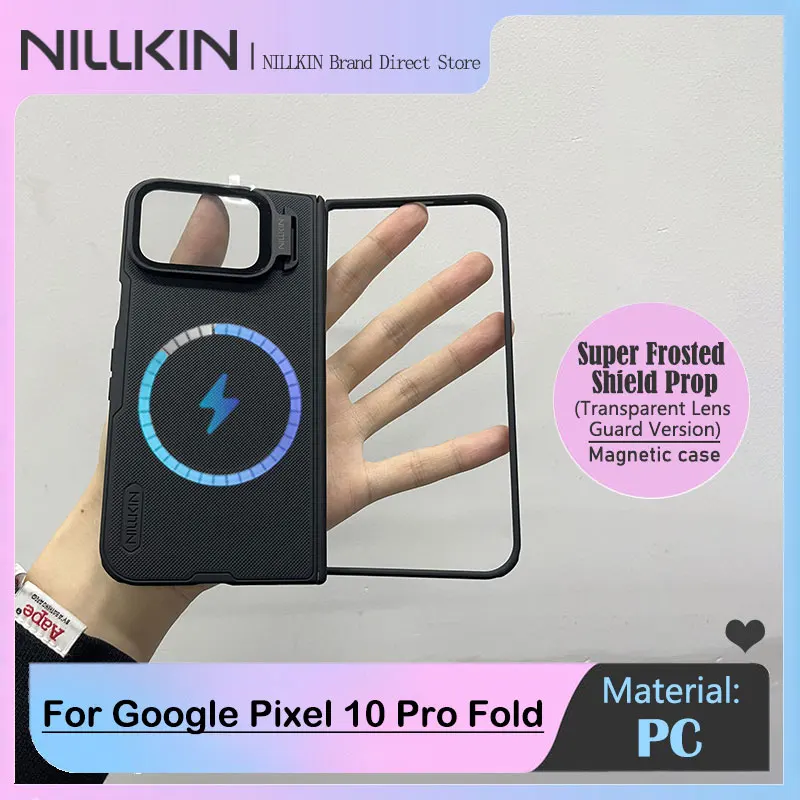 

For Google Pixel 10 Pro Fold, NILLKIN Super Frosted Shield Prop Magnetic Case, Transparent Lens Guard, Stand, MagSafe Compatible