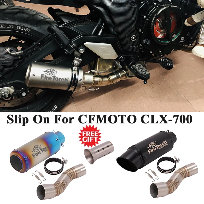 

Slip On For CFMOTO CLX-700 2020 2021 2022 Motorcycle Exhaust Escape Silencer Systems Modify Middle Link Pipe Muffler DB Killer