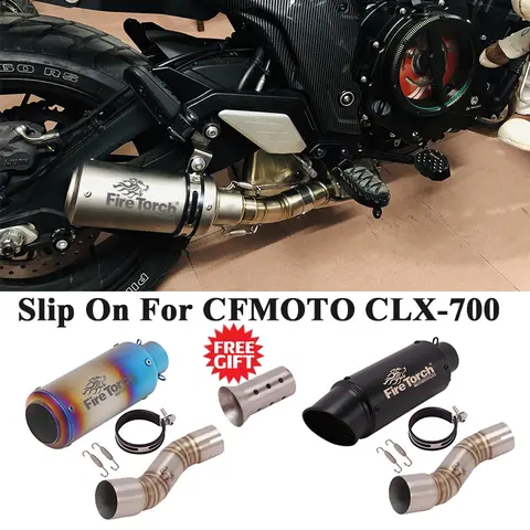 CFMOTO CLX-700 2020 2021 2022 오토바이 배기 이스케이프 소음기 시스템용 슬립온, 미들 링크 파이프 머플러 DB 킬러 수정