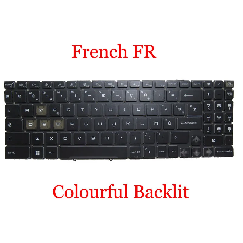 Laptop Colourful/Blue Backlit FR KR GR TR Keyboard For MSI Vector GE78 HX 14VIG 14VHG 14VFG 14VGG English US Black New