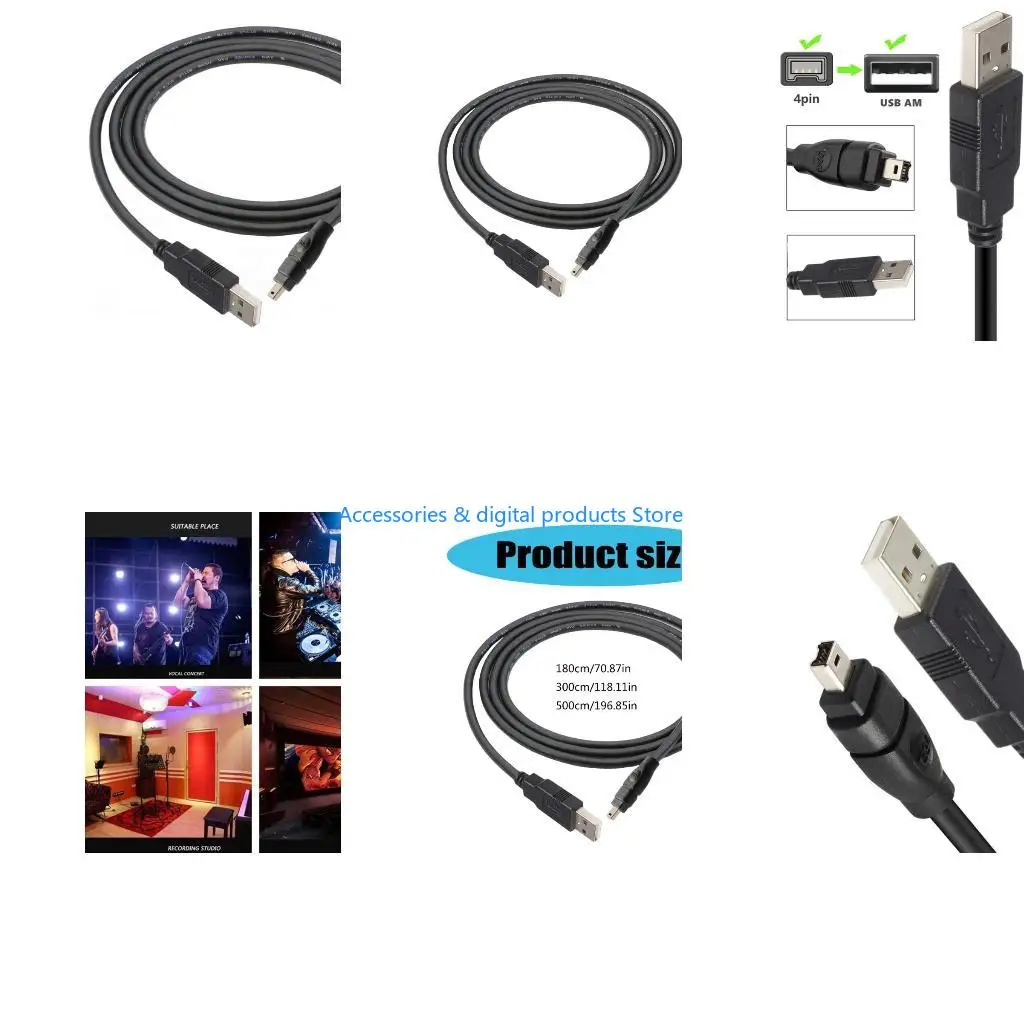77JD USB2.0 to 4Pin Firewire 400 IEEE 1394 Cable Male to Male Adapter Wire for DCR-TRV75E Camcorder 400Mbps Data Transfer