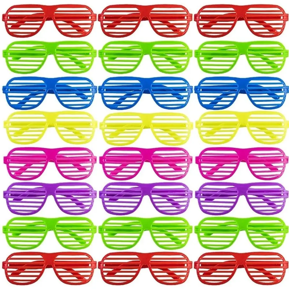 6pcs/Set Neon Color Shutter Glasses 80s 90s Party Favors Eyewear for Adults Teens Kids Disco Birthday Decor