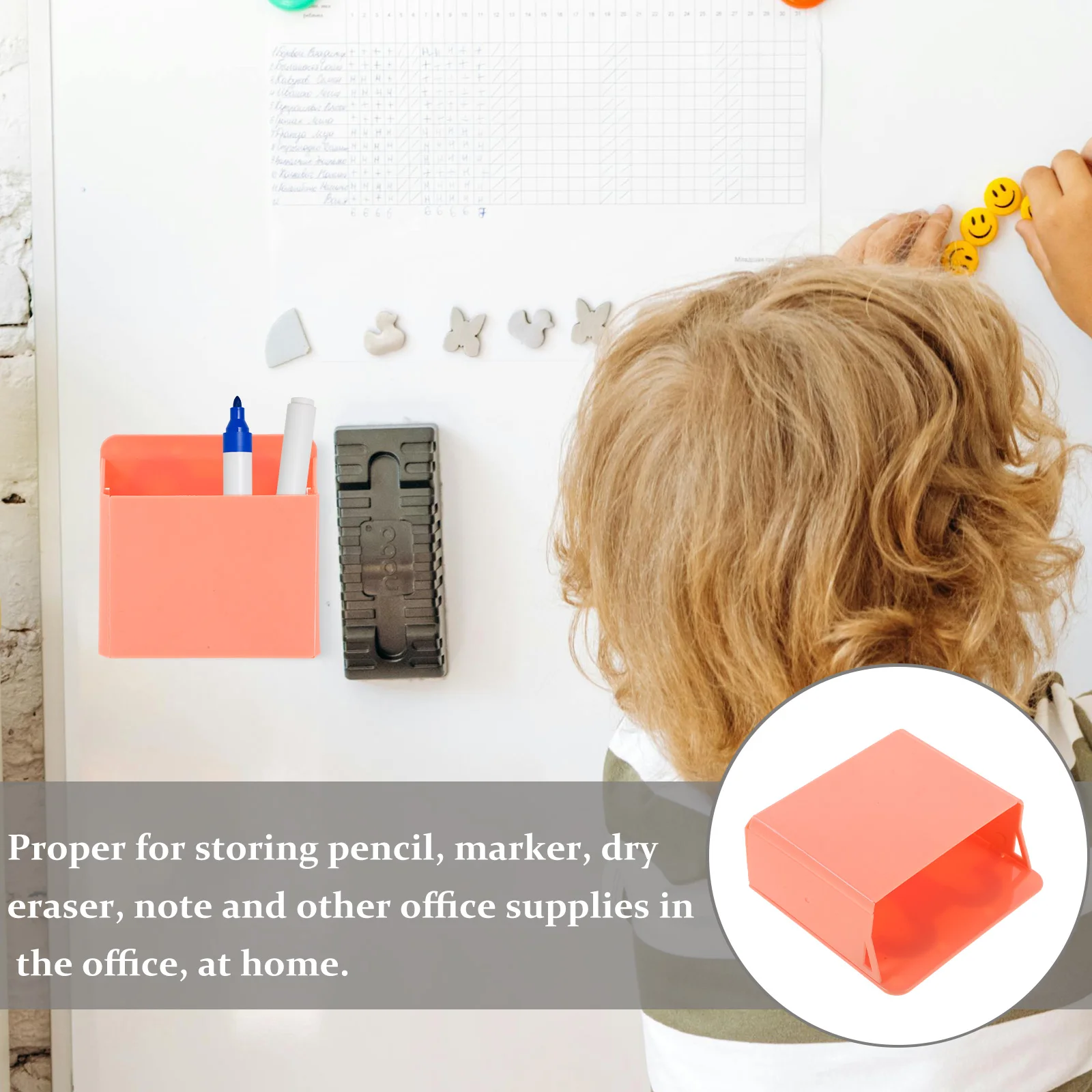 

2 Pcs Suction Cup Pen Holder for Whiteboard Dry Erase Marker Storage Desk Organizer Office Supplies Container Box