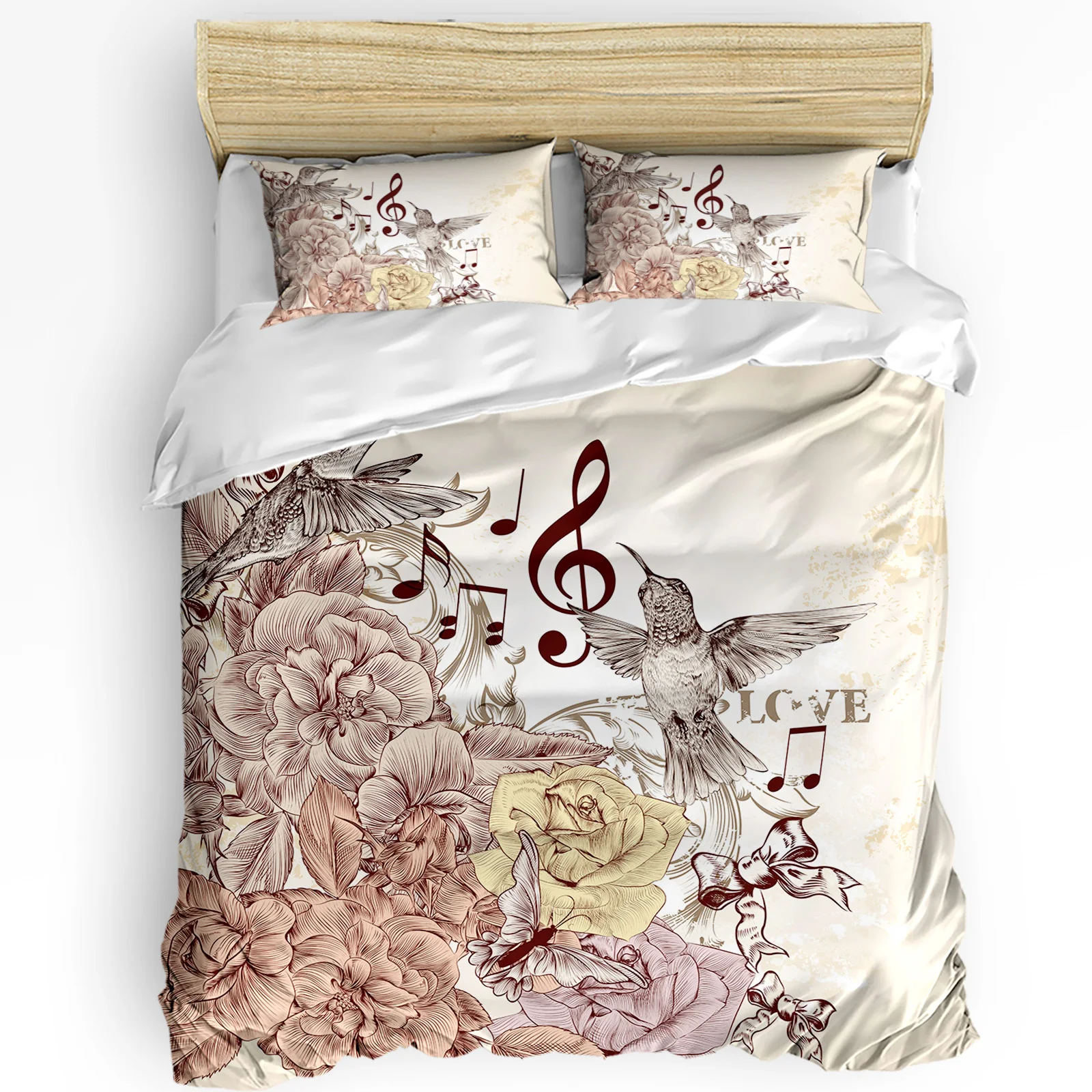 

Watercolour Rose Peony Bird Printed Comfort Duvet Cover Pillow Case Home Textile Quilt Cover Boy Kid Teen Girl 3pcs Bedding Set