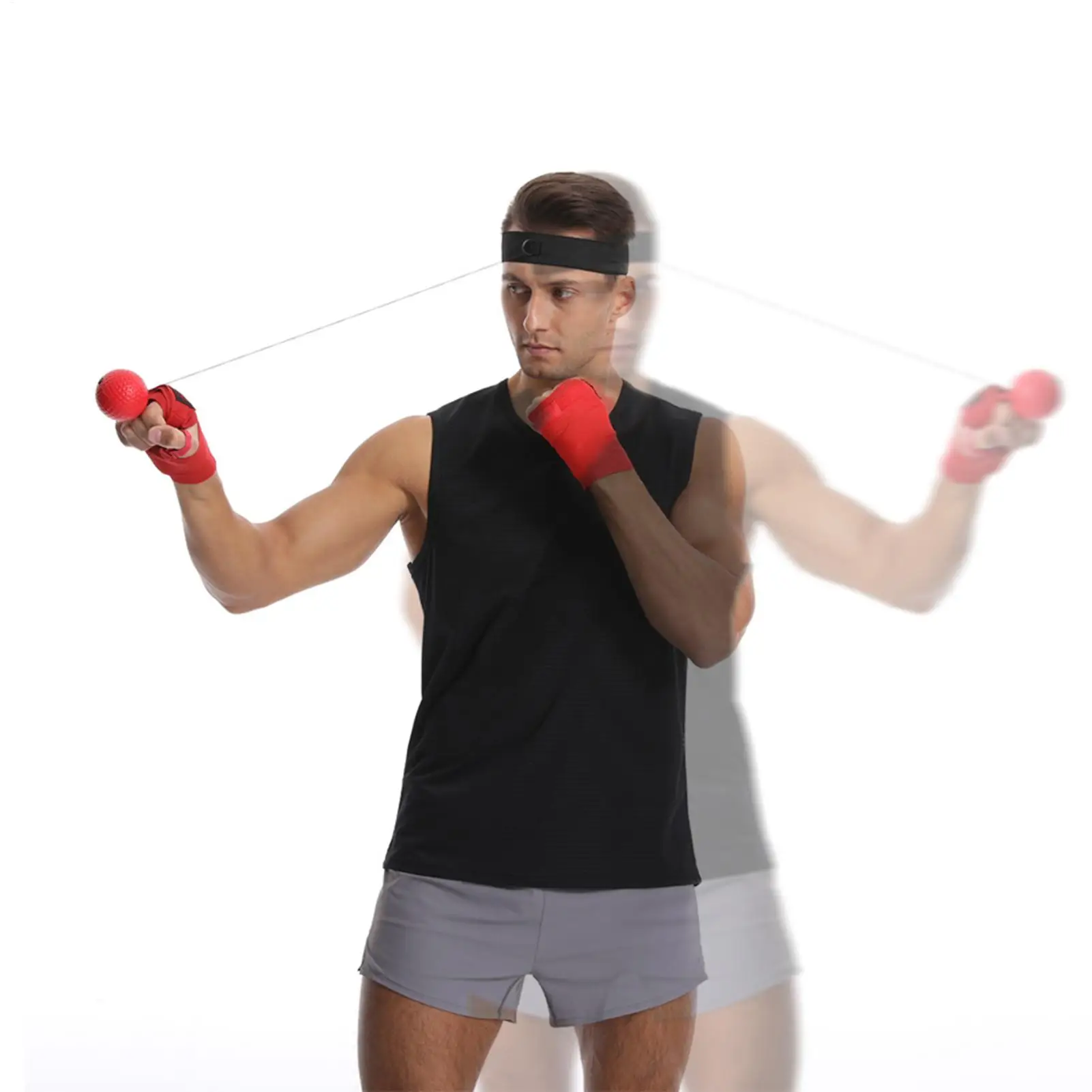 

Боксерский рефлекторный мяч, носимый фитнес-боксерский тренировочный мяч с повязкой на голову для спальни, путешествий, общежития, тренажерного зала, мужчин, женщин, начинающих, подростков