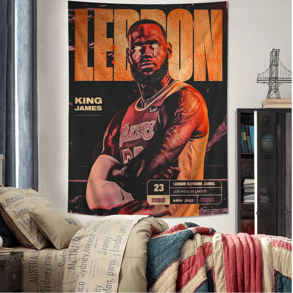 POP Basketball Player L-LeBron- James Basketball Printed Large Wall Tapestry Hanging Tarot Hippie Wall Rugs Dorm Art Home Decor