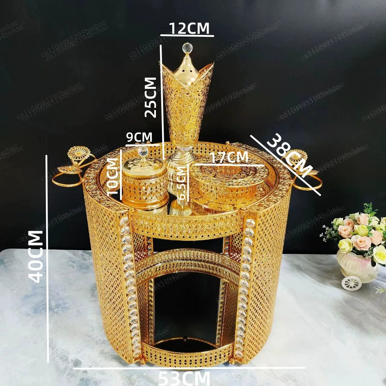 Metal Jewelry 2-Layer Luxury Coffee Table Incense Set