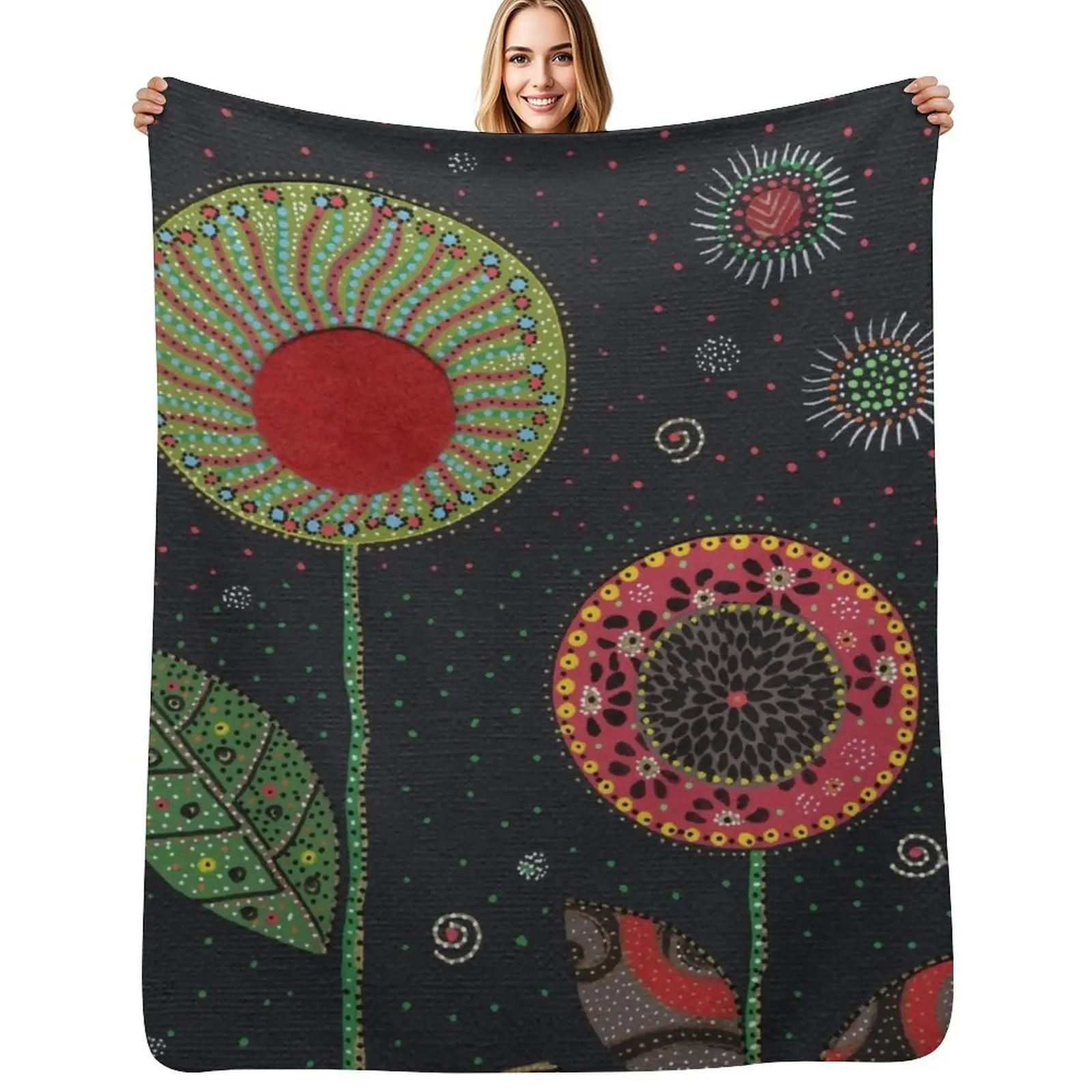 

Cosmic Flowers Throw Blanket Lightweight Cozy Blanket for Bed Sofa