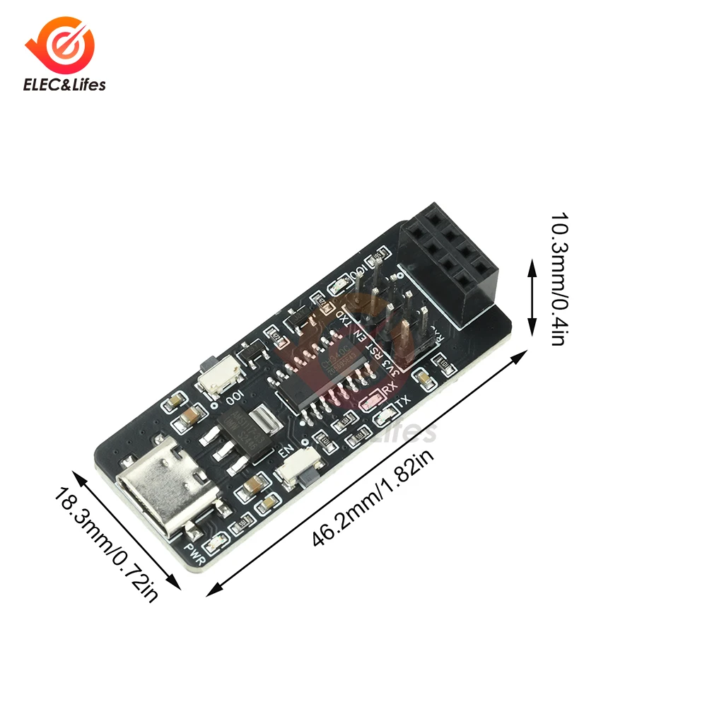 ESP-01/01S Wireless Adapter Board CH340 Type-C USB to TTL Converter Module Automatic Download Function for ESP8266 Serial WIFI