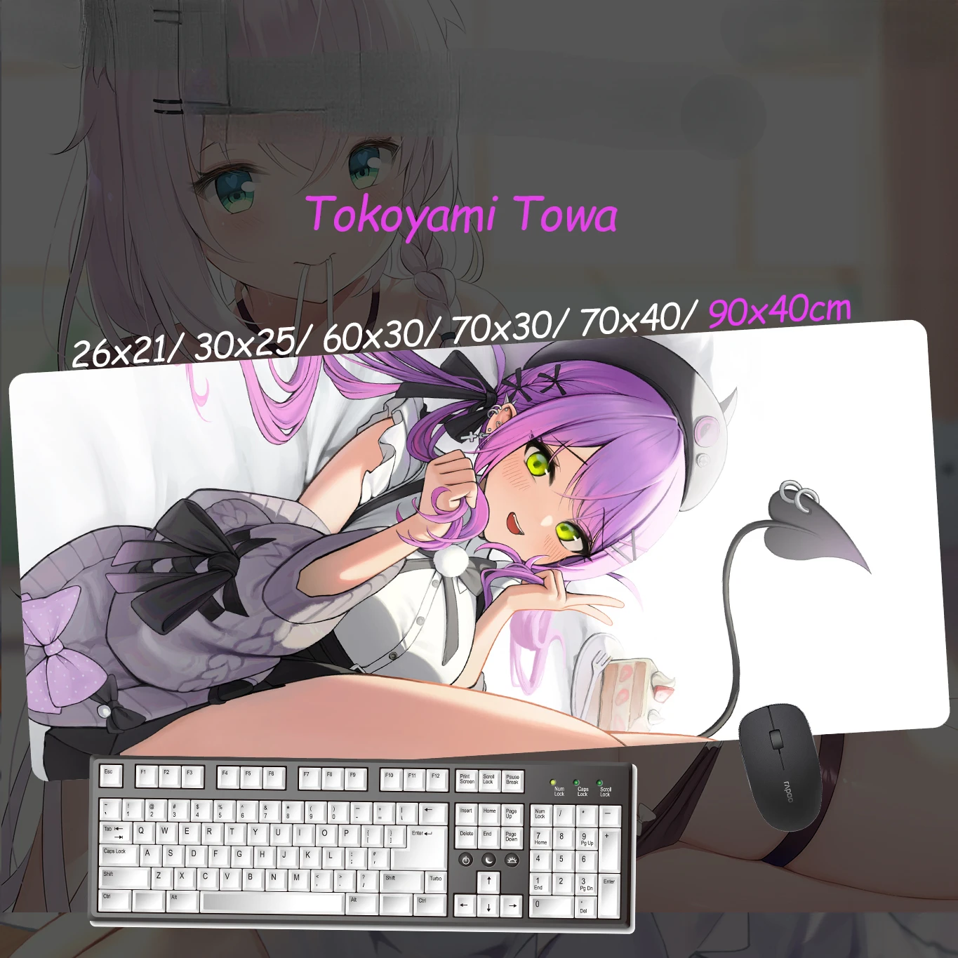 Anime Custom Design XXL Mouse Pad Hololive Vtuber Theme Tokoyami Towa Gamer Sexy Girl Large Desk Mat Computer Gaming Accessories