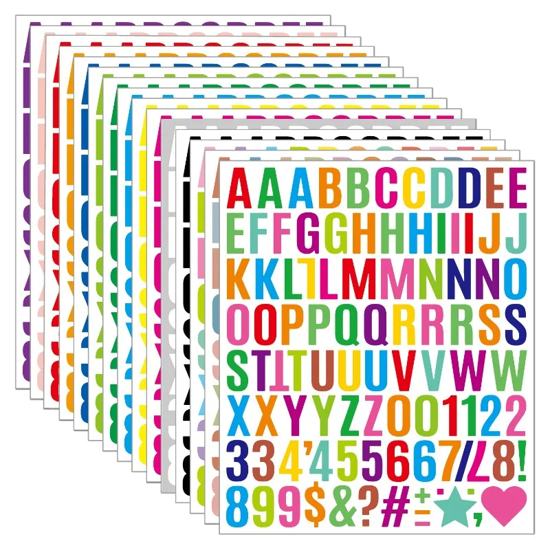 1 Inch Black Bold Vinyl Letter Number Stickers Self-Adhesive Alphabet Decals for DIY Crafts Scrapbooking,Gift Making Supplies
