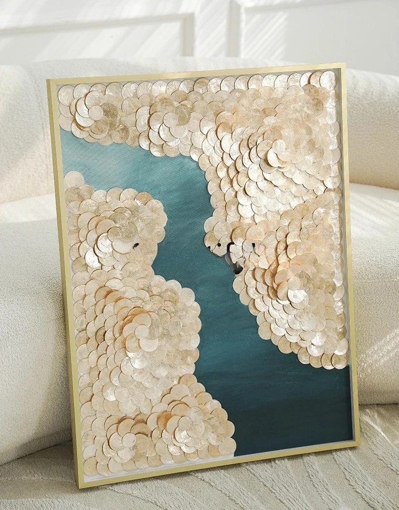 A  Light Luxury Simple Shell Decoration Oil Painting Living Room Background Entrance High-end Corridor Mural