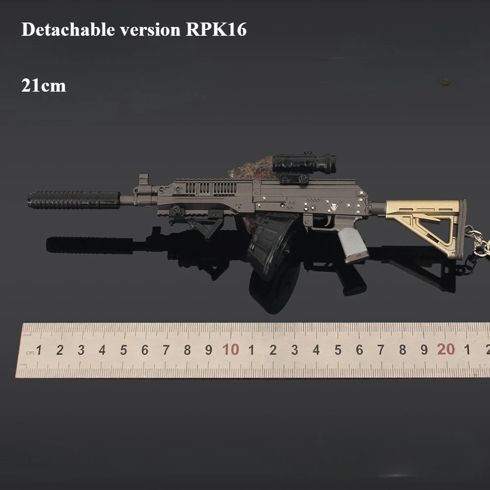 

New 21cm Detachable RPK16 Machine Gun Model Alloy Toy Keychain Ornaments Military Fans Collection Men's Gift