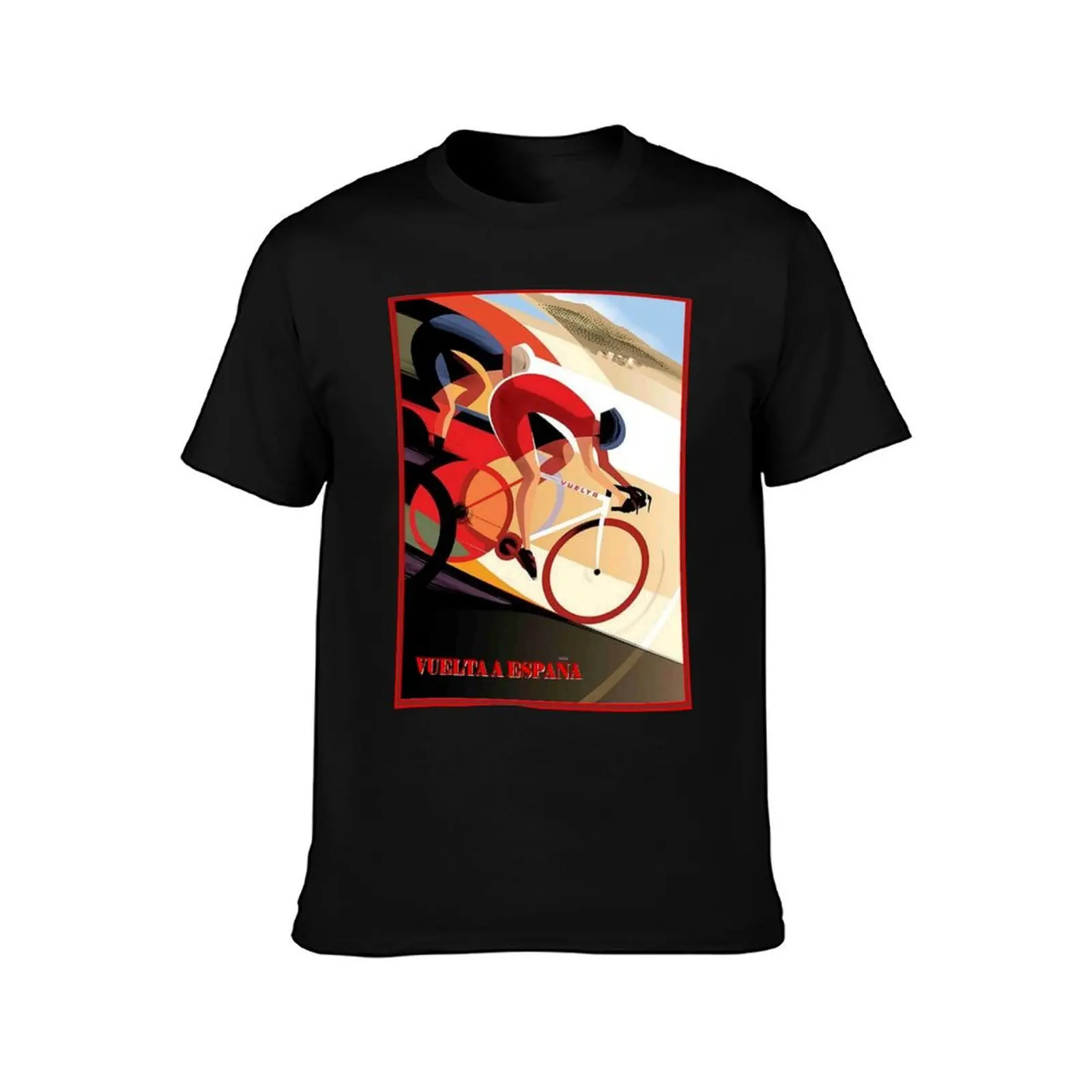 VUELTA A ESPANA : Abstract Bicycle Racing Print T-Shirt Holiday Casual Short Sleeve Top T-Shirt