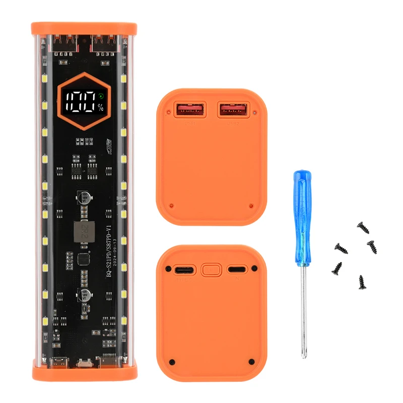 Transparent Battery Storage Box USB Type C Port Design USB C Micro USB Port For Transparent Storage Box Charging Box Accessories