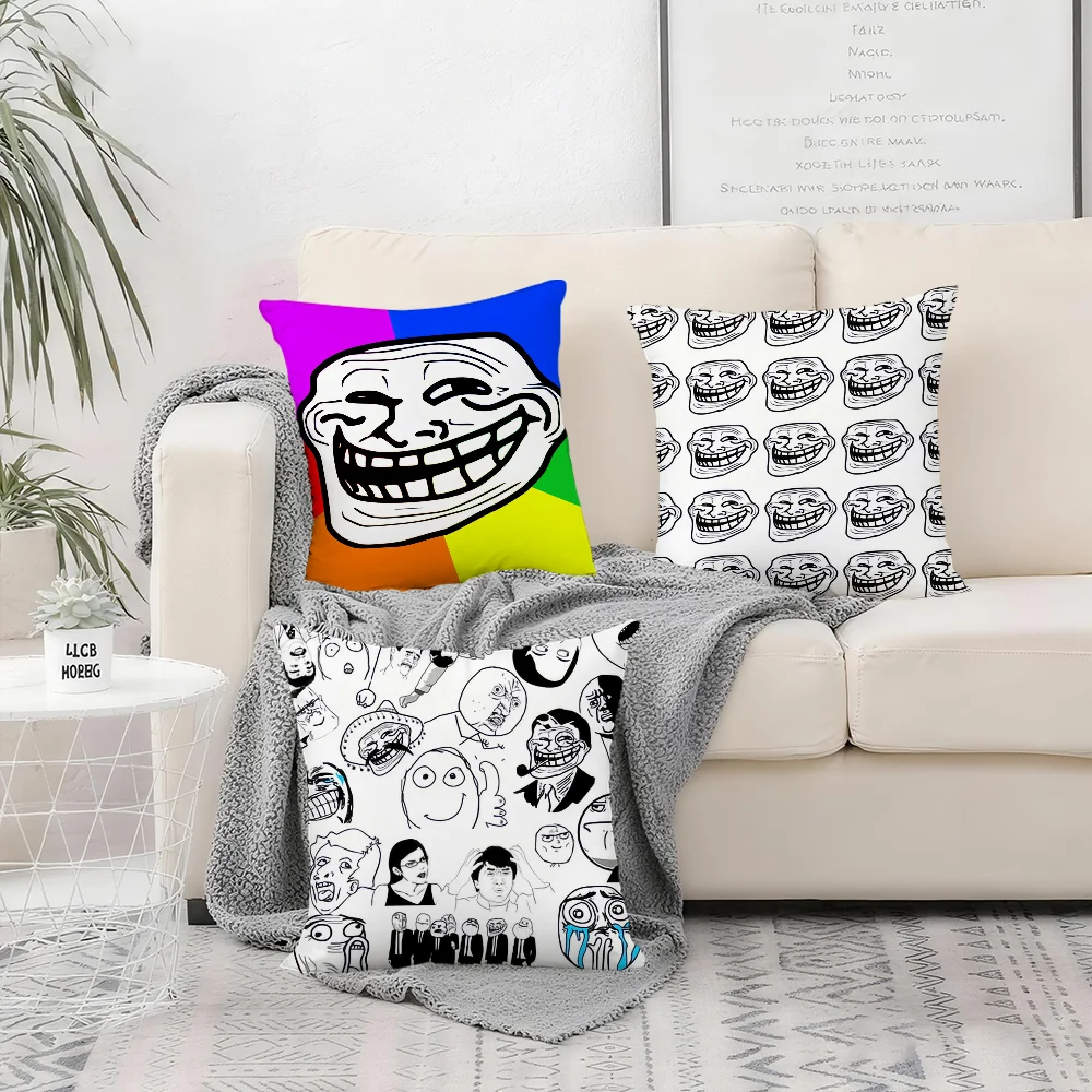 T-Trollface T-Troll-l cushion cover Pillowcase Bedroom living room sofa Christmas decorations soft cushion cover with zipper