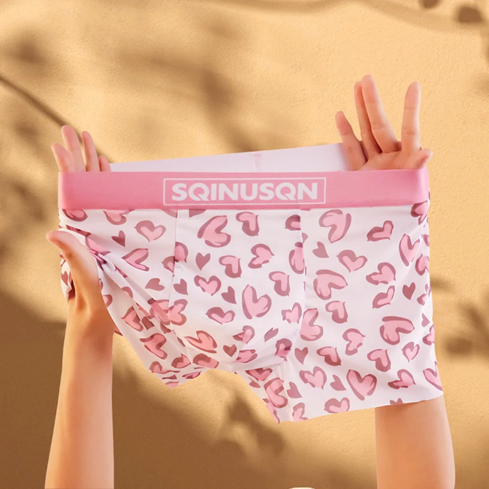 

1pc Men Printing Boxers Briefs U Pouch Breathable Underpants Ice Silk Underwear Comfortable Thin Soft Boxers Briefs