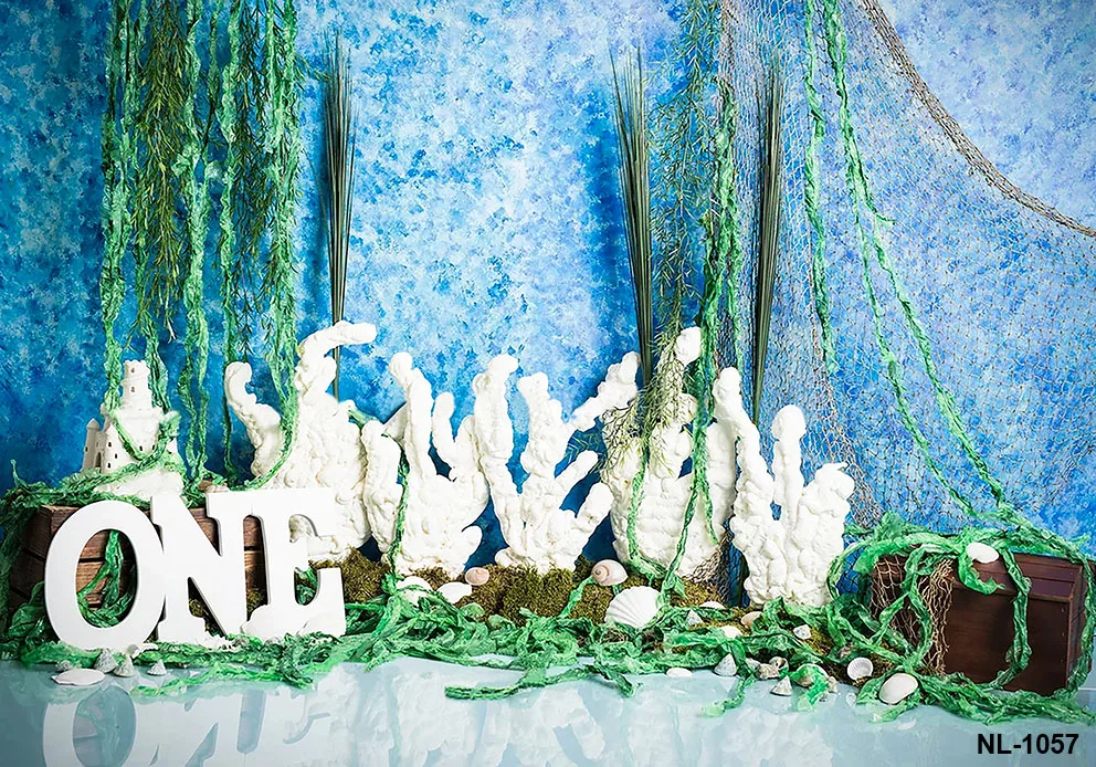 Photography Background Mermaid Under The Sea Underwater Castle Girl 1st Birthday Cake Smash Decor Backdrop Photo Studio