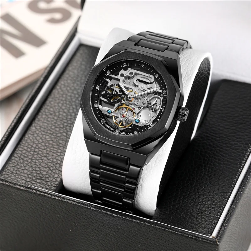 Forsining 375A Automatic Watch For Men New Dials Military Sports Mechanical Watches Hand Luxury Stainless Steel Strap 2024