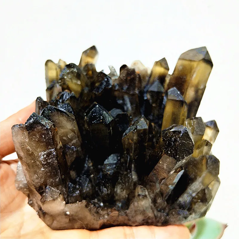 Natural Smoked Tea topaz Cluster Quartz Ore Mineral Specimen Room Decor Rare Crystals Feng Shui Crystal Energy Stone