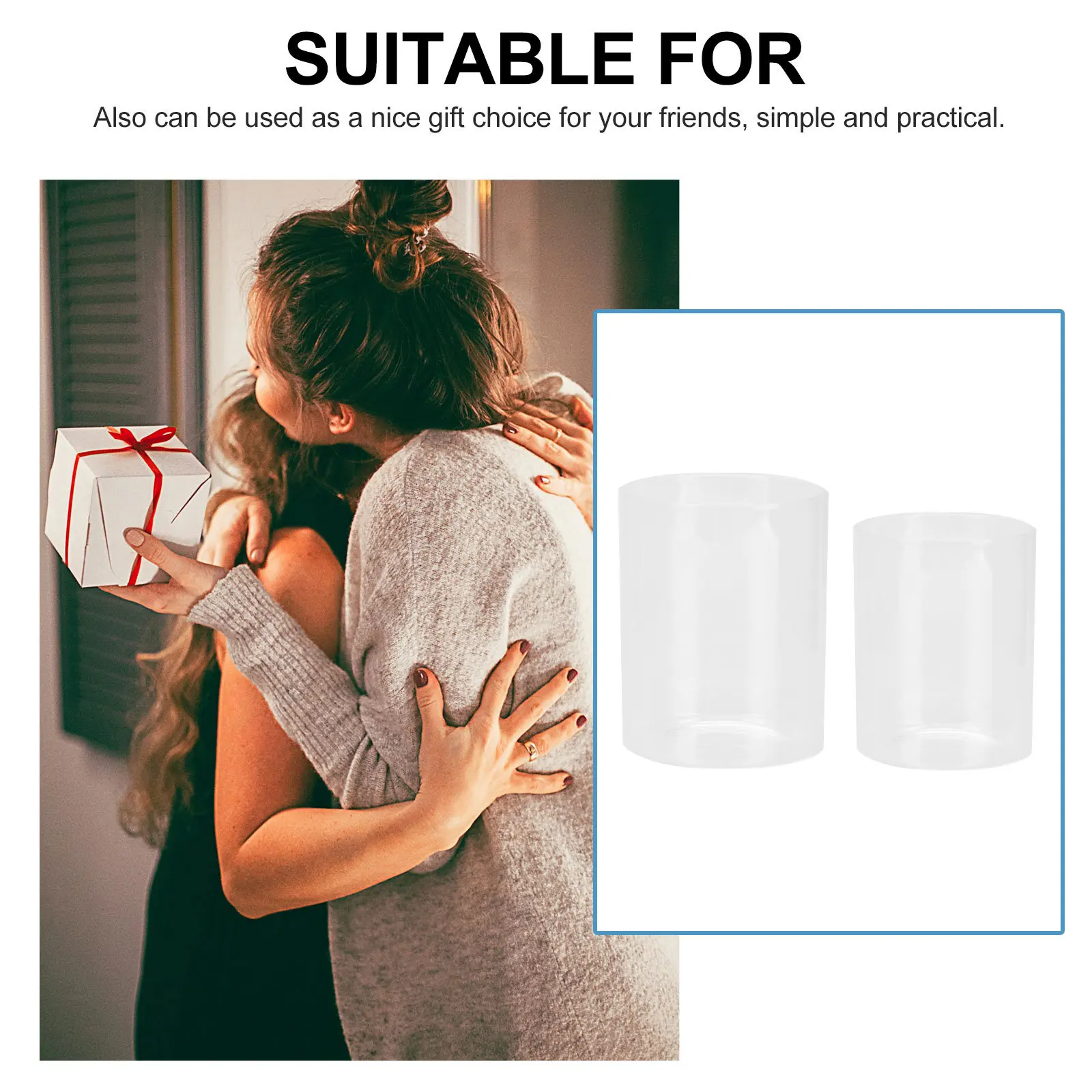 2Pcs Transparent Glass Cups Elegant Minimalist Candleholder Suitable for Scented Candles Restaurant Religious Household