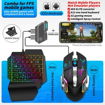 FANGHUN Kit Mobilador Gaming Com One-Handed RGB + Mouse Optico 1600dpi + Pad Speed ​​Estampado + Hub USB (Type C)