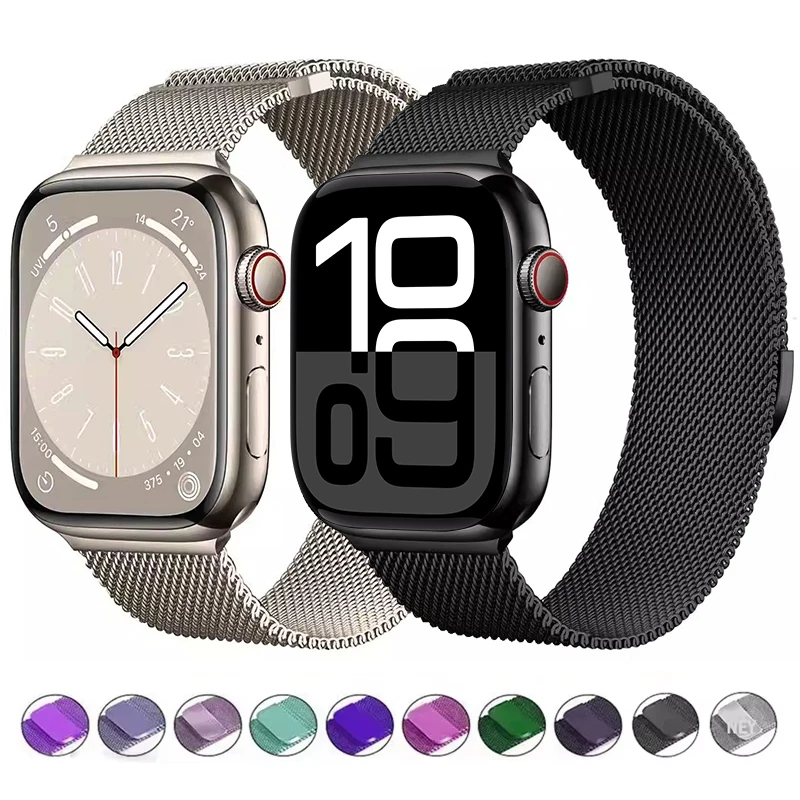 Milanese Loop Strap For Apple Watch Band Ultra 2 49mm 46mm 45mm 44mm 42mm Stainless Steel Metal for iWatch Series 10 9 8 7 6 5 4