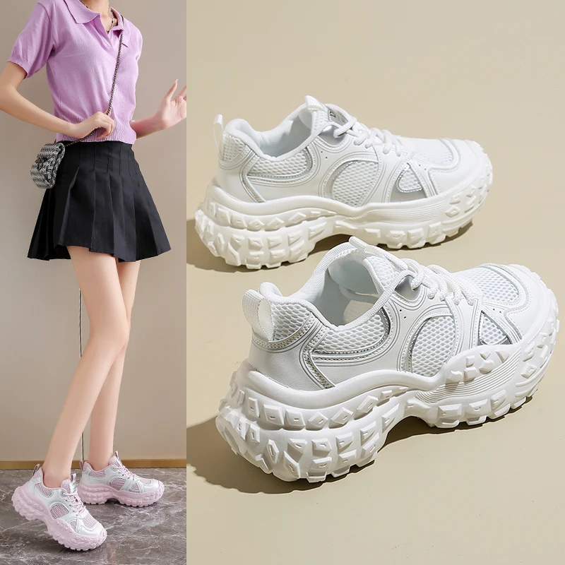 

Женская обувь, новинка 2025, осенняя модная брендовая женская обувь Torre на толстой подошве, повседневная светоотражающая спортивная модная обувь для бега