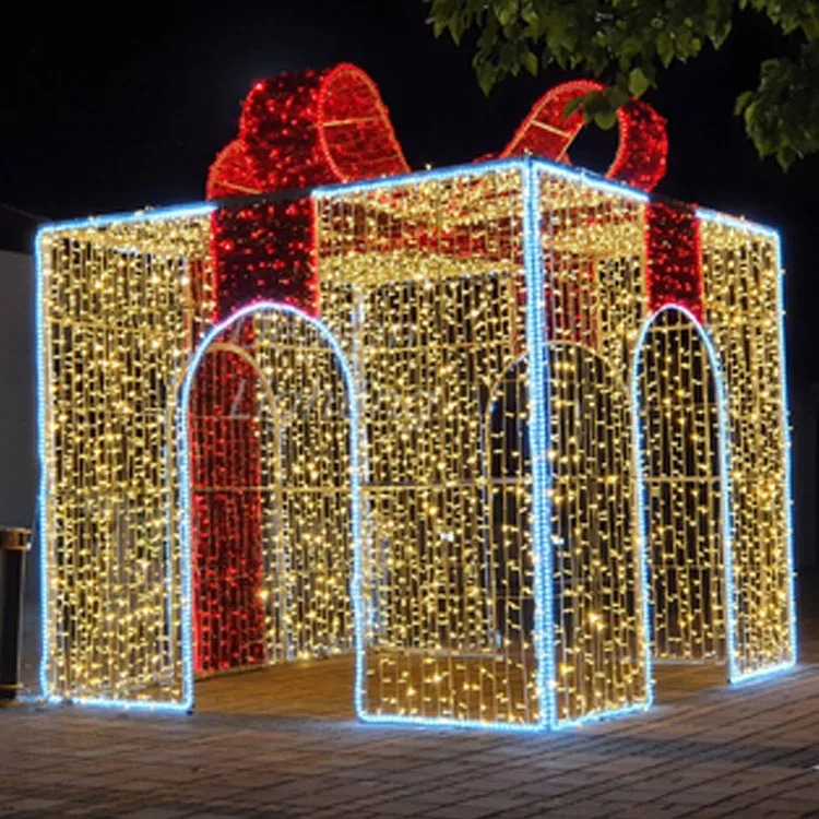 Hot Sale Customized Holiday Decorate Waterproof Outdoor Motif Led Christmas Gift Box Light