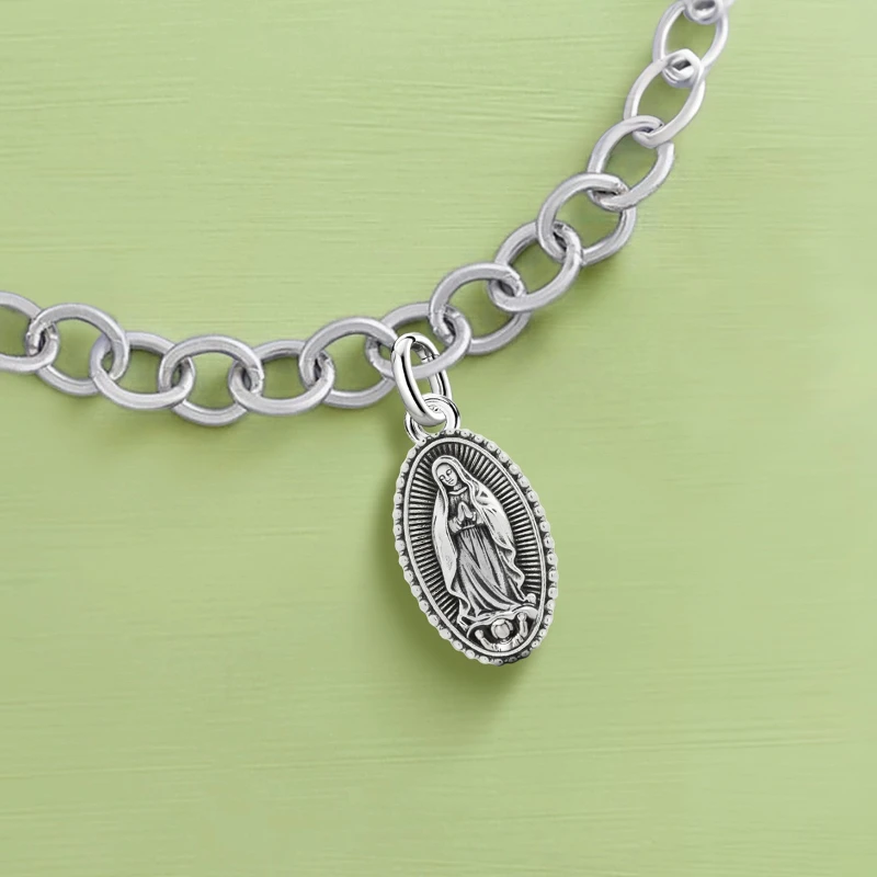 

Adjustable 925 Sterling Silver Vintage Pendants Holy Mother Cross Charms Beads Fit Original Bracelet Necklace DIY Jewelry