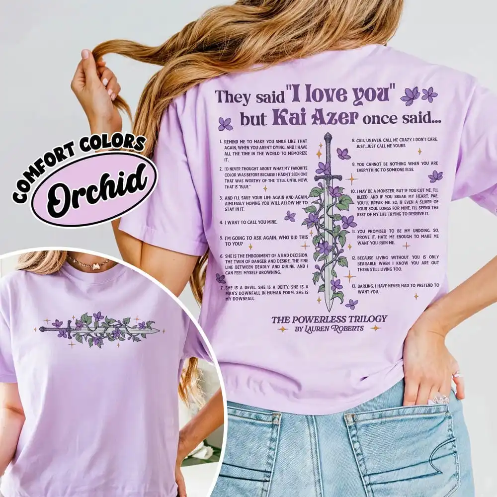 تي شيرت مستوحى من Kai Azer بتصميم مروحة بدون قوة، قميص I Love You برقبة دائرية وأكمام قصيرة لمحبي الكتب، تنزيل فوري