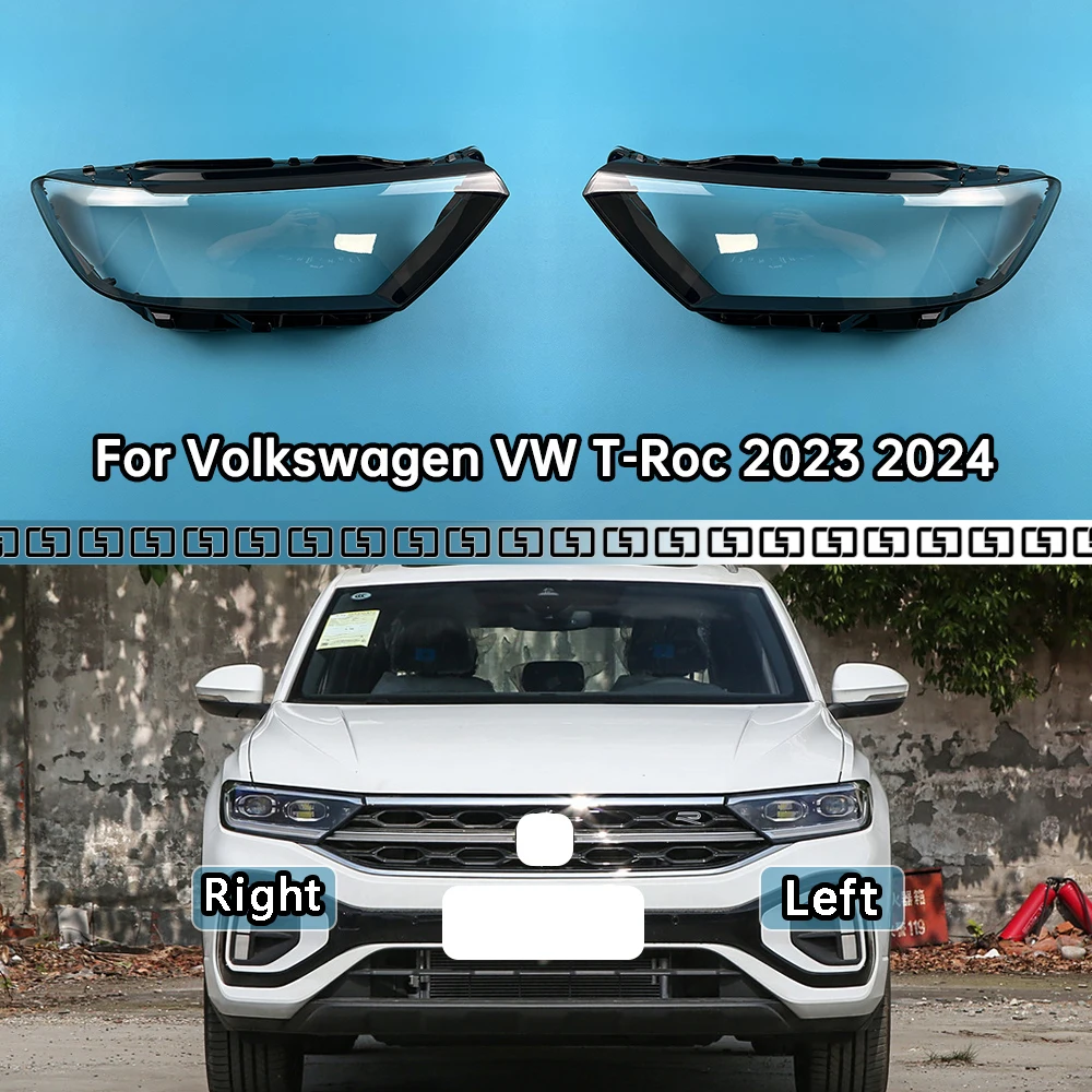 For Volkswagen VW T-Roc 2023 2024 Car Accessories Headlight Shell Headlamp Transparent Lampshade Cover Lens Plexiglass