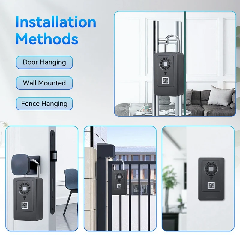 Bluetooth Fingerabdruck Passwort Key Lock Box Wasserdichte Wand Tür Hängen Safe Für OKLOK Management