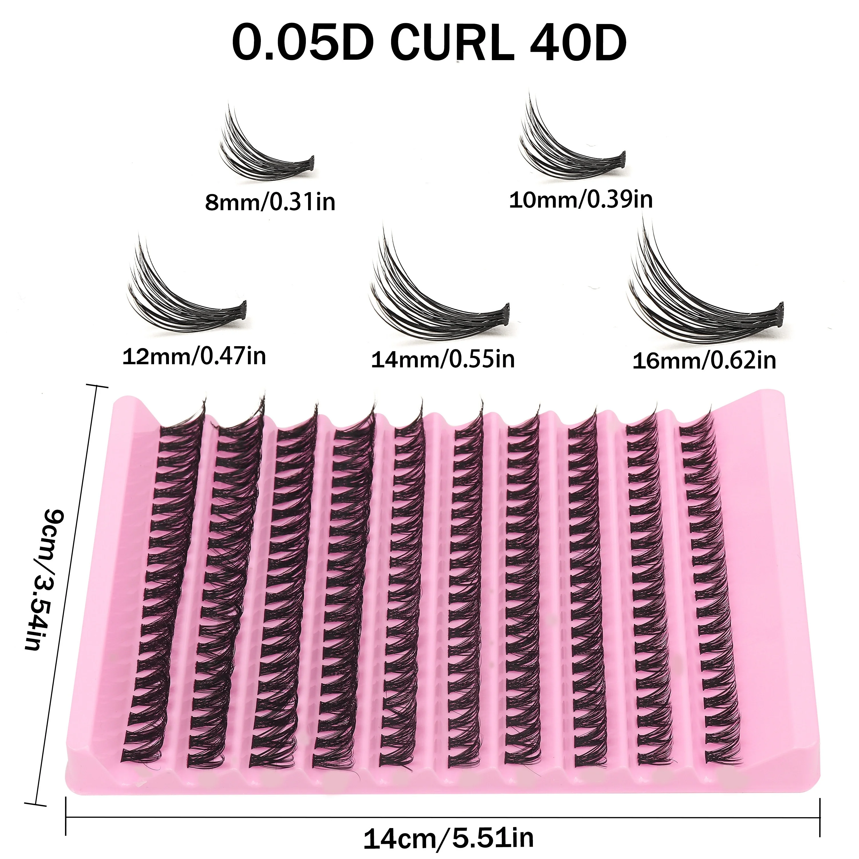 40D-Volumen-Wimpernverlängerungs-DIY-Kit, 0,05 mm Dicke, gemischte Länge 8–16 mm, D-Curl, natürlicher und kräftiger Anime-Look – Detail 2