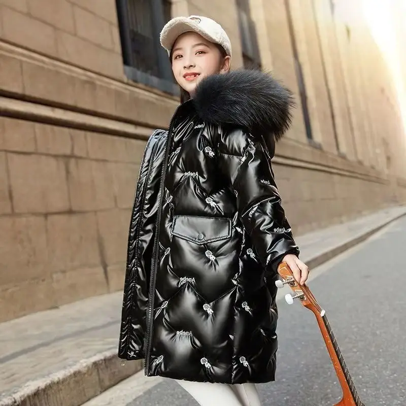 

Winter Thick Cotton Coats For Girls Waterproof Fur Collar Hooded Jackets Kids Outerwear Clothing Teenage Parka Snowsuit 6-10Y