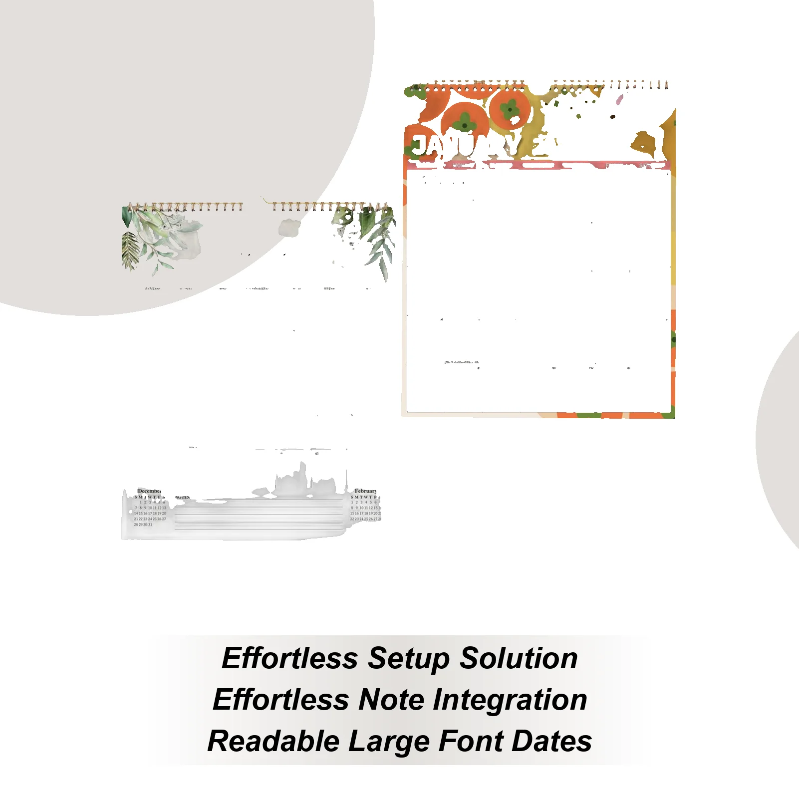 

Календарь на 2026 год: Декоративный, с темой «Еда и листья», бумажный, еженедельный и ежемесячный планировщик для дома, офиса, школы, расписания и заметок