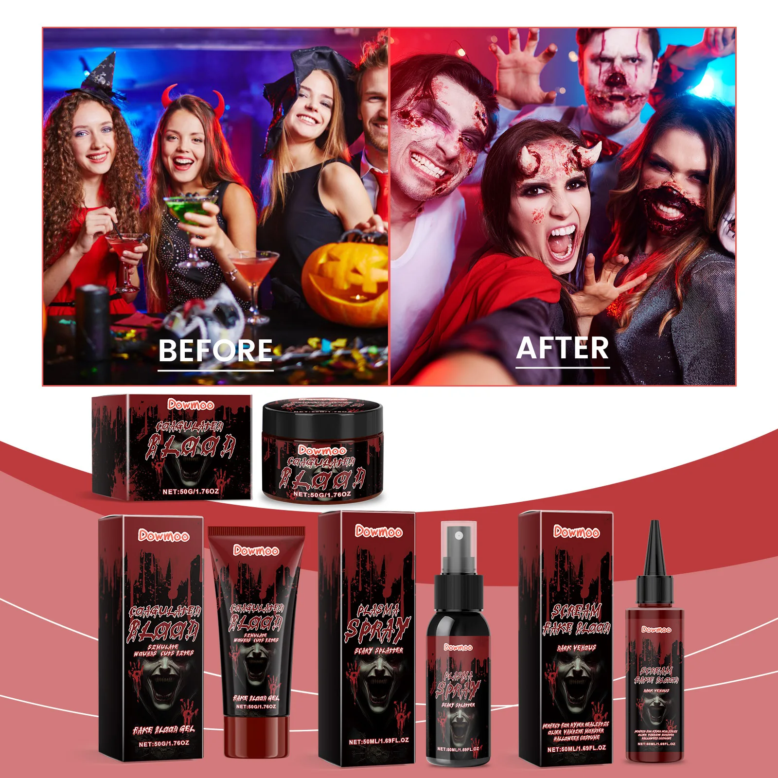 50ml Cos ultra-realistic Fake blood gel tube horror fancy dress costume Spray Halloween Vampire Stage Eye Blood Drops Party