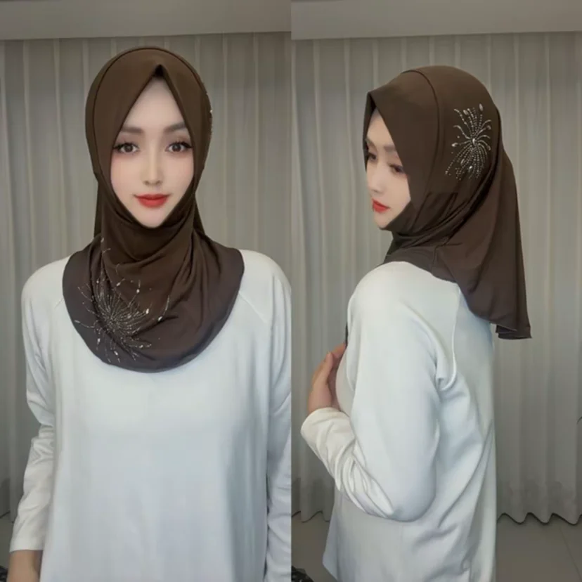 Moslim Islam Confectiekleding Hijaabs Glittery Shine Sjaals Modieuze hoofddoeken voor dames