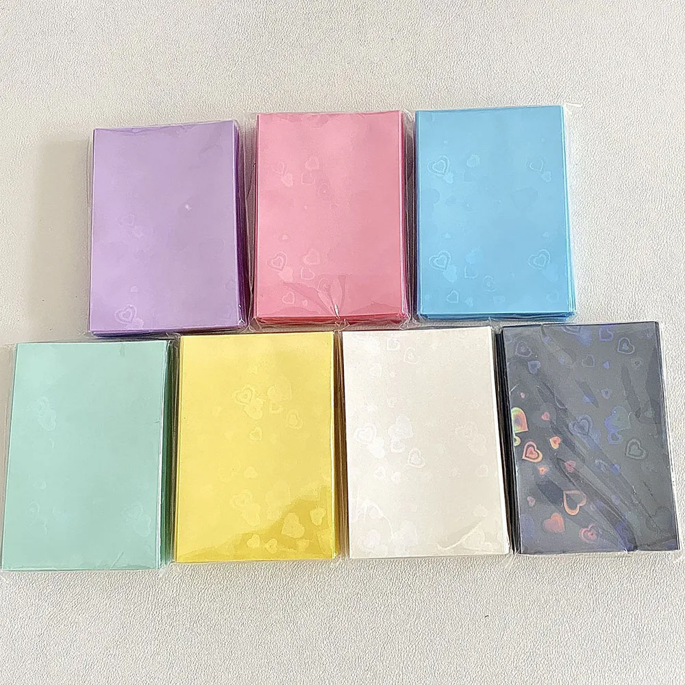 50pcs/pack Idol Cards Protective Bag Glittery Star Colored Idol Toploader Card Photocard Sleeves Flat Mouth Card Film Bag