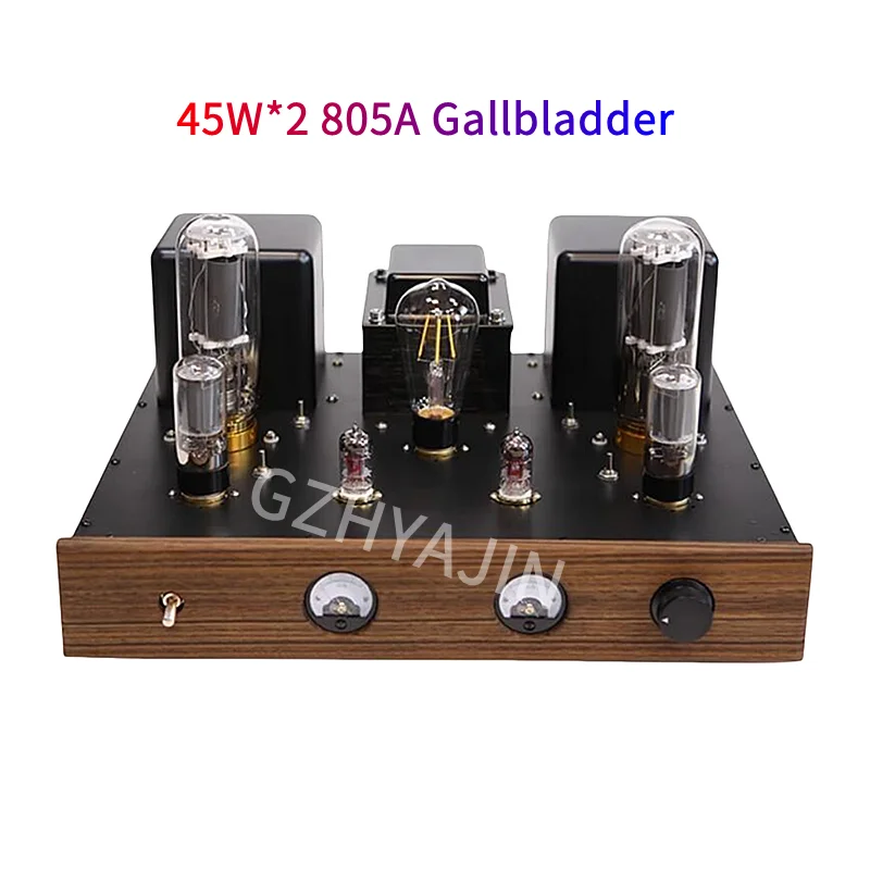 

NEW 45W*2 805A Gallbladder High Power Class A Single ended Electronic Tube Amplifier with VU Header Solid Wood Panel Iron Case